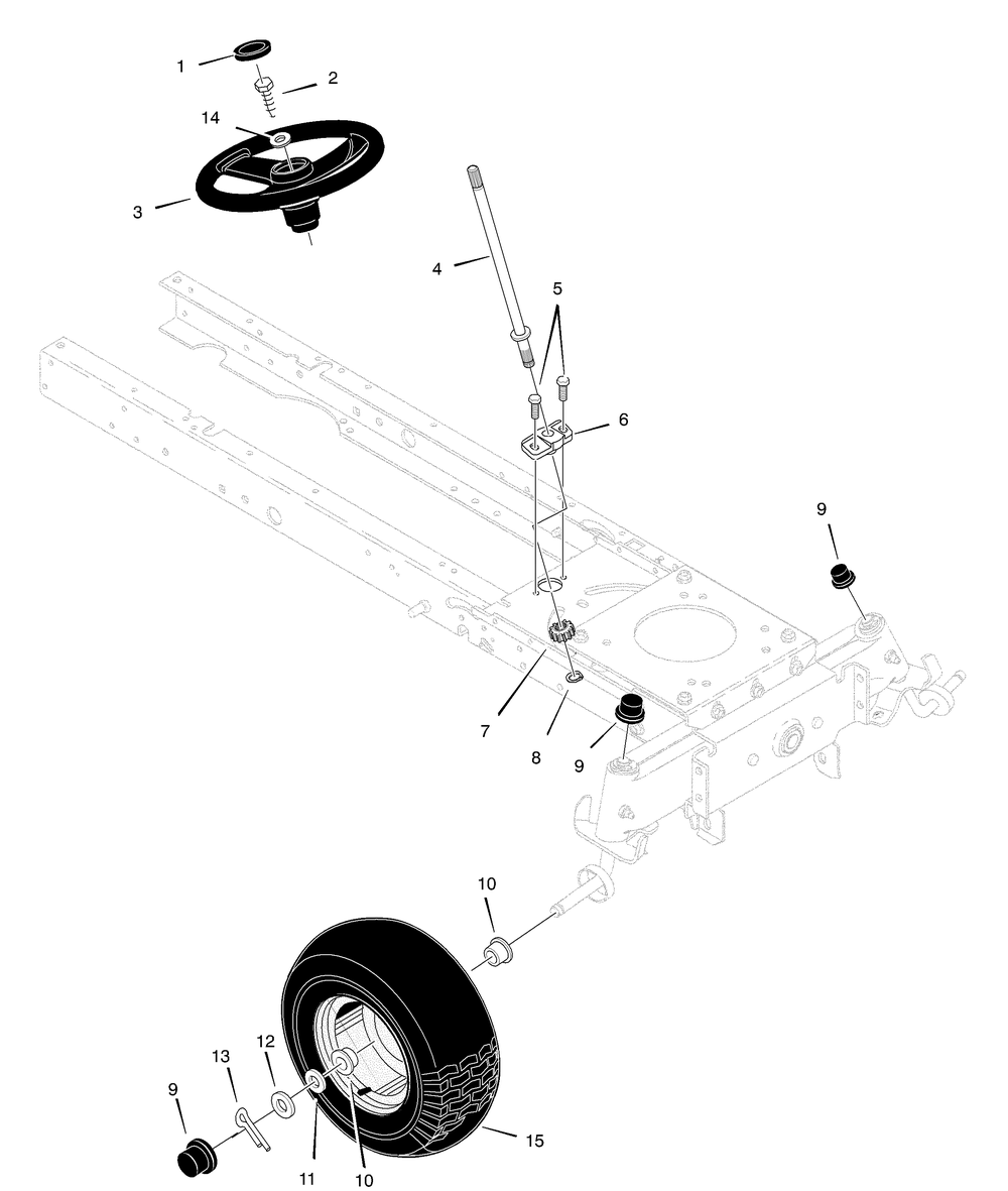 Steering Assembly Diagram and Parts List for 425638X692A 2003 Briggs and Stratton Lawn Tractor